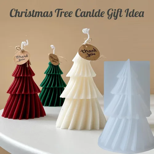 Miniatura 6 de Moldes de Árbol Navideño para Velas, Moldes de Árbol de Origami de Silicona de 12.2 cm para Hacer Velas, Moldes de Árbol de Resina para Cera de Soja
