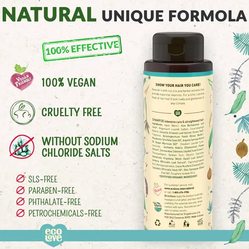 Miniatura 2 de ecoLove - Champú natural para todo tipo de cabello, sin lauril sulfato de sodio, vegano y libre de crueldad, con extracto de aceite marroquí Coconut