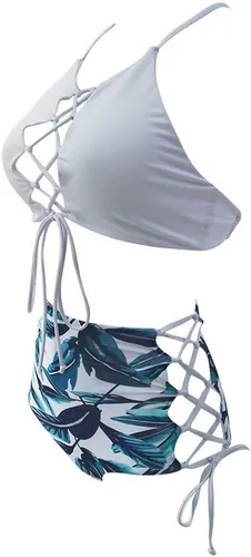 Miniatura 3 de Bikini africano sin espalda para mujer, traje de baño tankini de cintura alta, traje de baño con correa