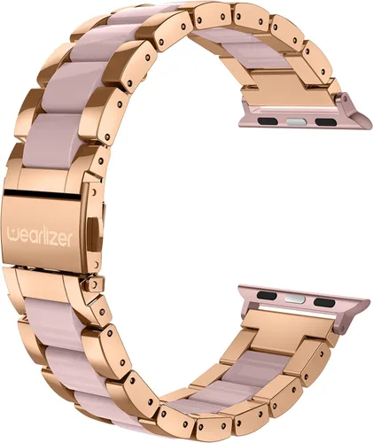 Wearlizer - Correa compatible con Apple Watch de 38/40/41/42 mm; pulseras de moda para mujer, acero inoxidable + resina metálica de repuesto para