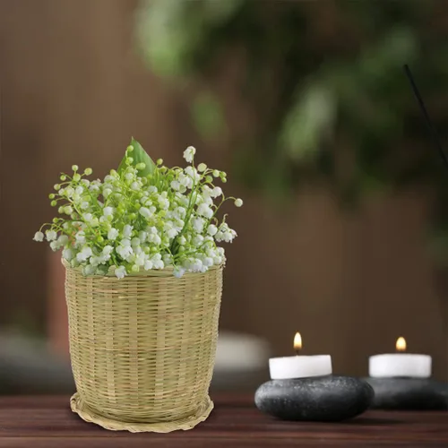 Miniatura 5 de Zerodeko Cesta de almacenamiento tejida con tapa versátil organizador de cocina para verduras, juguetes y artículos diversos, decoración rústica