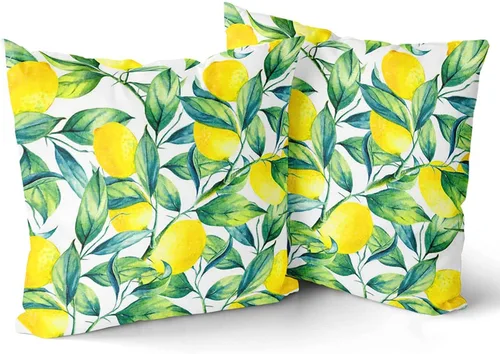 Juego de 2 fundas de almohada cuadradas decorativas para sofá, automóvil, dormitorio, decoración del hogar con diseño de hojas verdes de 20 x 20