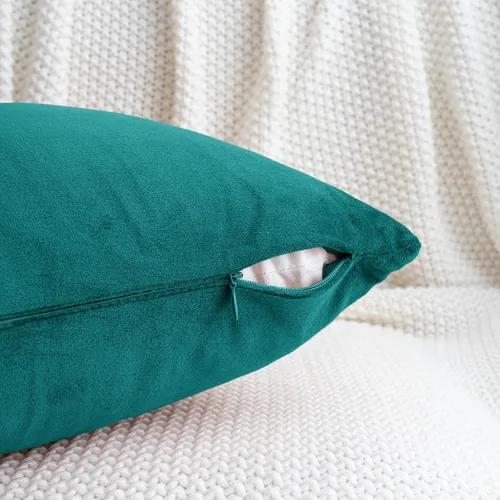Miniatura 4 de HWY 50 Juego de 2 fundas de almohada de terciopelo verde azulado de 16 x 16 pulgadas, suaves, acogedoras, lisas, decorativas, de lujo, para sofá