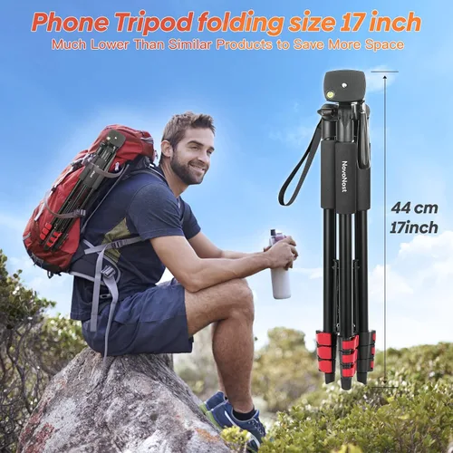 Miniatura 2 de Trípode para teléfono de 65", trípode para iPhone y cámara con control remoto inalámbrico y soporte para teléfono celular para grabación
