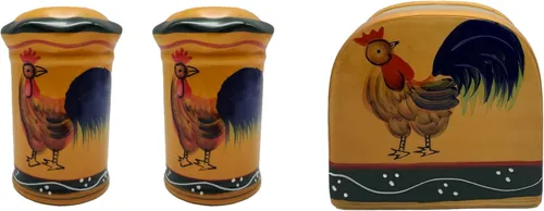 Miniatura 5 de ACK Viva Collection - Juego de sal y pimienta de cerámica pintada a mano con lunares rojos, recargable, 3-1/2 pulgadas de alto, decoración de cocina