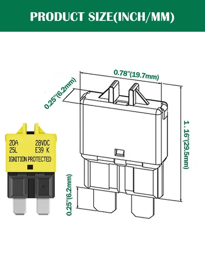 Miniatura 3 de LENKRAD Fusible reiniciable ATC/ATO automotriz de 20 amperios, 20 A, reinicio manual, fusibles de hoja estándar de 20 amperios, disyuntor