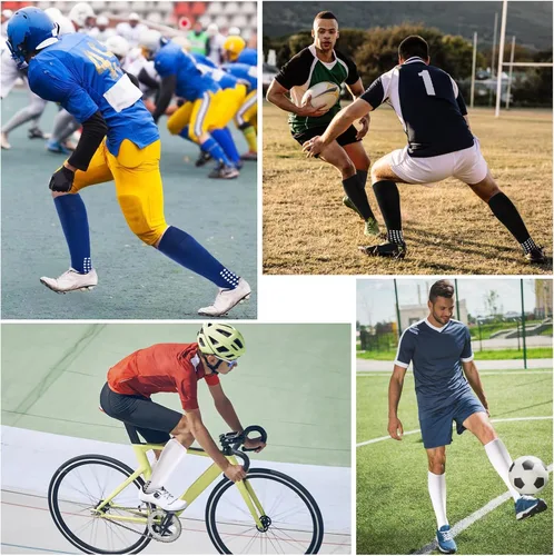 Miniatura 4 de Ultrafun 4 pares de calcetines de fútbol hasta la rodilla, antideslizantes, para fútbol, béisbol, multideporte, almohadilla de agarre para hombres