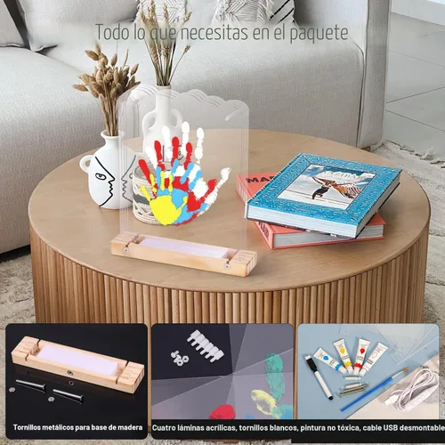 Miniatura 5 de Kit familiar de huellas de manos con luz, kit de mano y huella de bebé, regalos familiares para nuevos padres, Navidad, adopción, baby shower