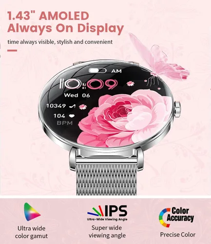 Miniatura 4 de LIGE Smart Watch for Women, 1.43" AMOLED Screen Smartwatch with Answer/Make Call for iOS/Android, Fitness Tracker with 120+ Sport Modes
