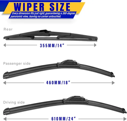 Miniatura 2 de 3 limpiaparabrisas de repuesto para Mazda CX-5/2007-2012 Hyundai Santa Fe 2013-2016, repuesto de equipo original, 24 pulgadas, 18 pulgadas, 14