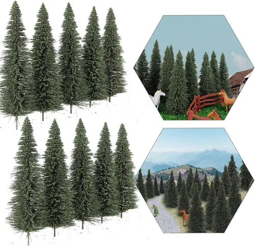 Miniatura 8 de S0805 - 50 árboles de cedro modelo pino verde oscuro de 2.05 pulgadas (2.047 in) para modelo de ferrocarril paisaje, diseño de paisaje HO N escala