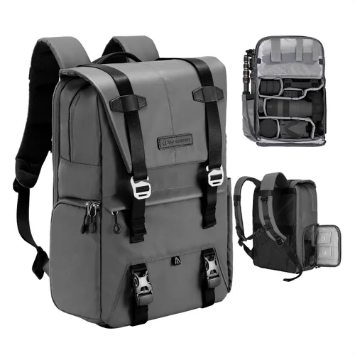 Miniatura 12 de K&F Concept Mochila para Cámara, Bolsas de Cámara para Fotógrafos Cámaras Dslr Compatible con Canon Nikon Sony DJI Mavic Drone, Bolsa de Gran gris