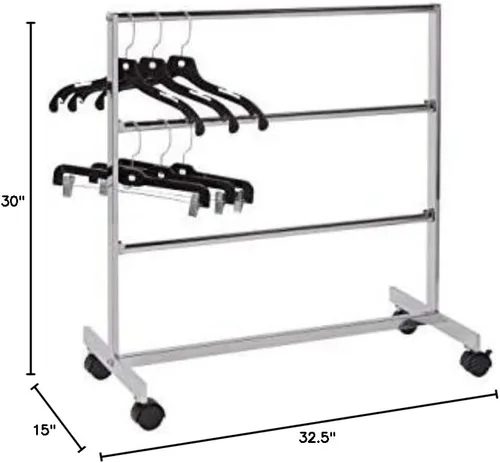 Miniatura 2 de SSWBasics Perchero de almacenamiento cromado con barras de suspensión, 3 barras para estante incluido