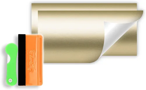 Kit de herramientas gratuito, 2 unidades de 5 x 10 pulgadas, compatible con Chevy Emblem Bowtie Satin Chrome Champagne Gold Vinil Wrap Sticker Sheet