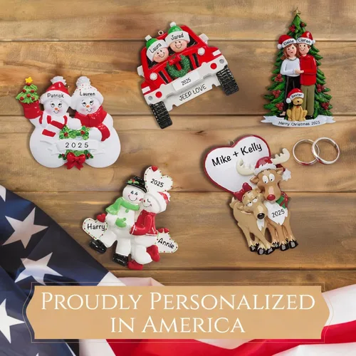Miniatura 6 de Adorno personalizado para pareja con perro 2026 24 horas, grabado con láser, familia de 2 adornos de Navidad para árbol Regalo personalizado