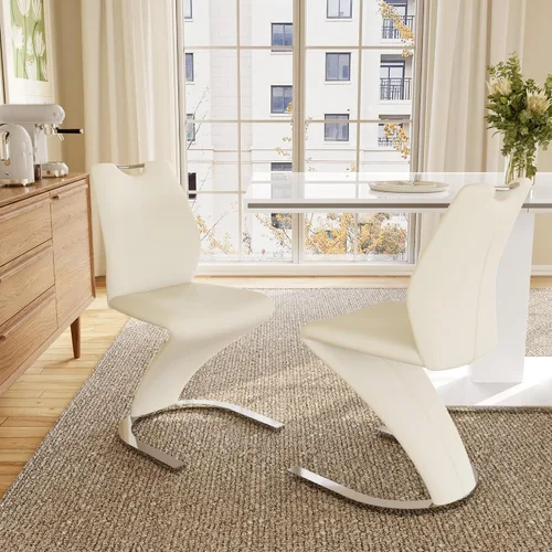 Miniatura 7 de HIPIHOM Juego de 2 sillas de comedor Sirena, sillas modernas de cocina y comedor sin brazos tapizadas en cuero PU con asiento de almohadón y patas