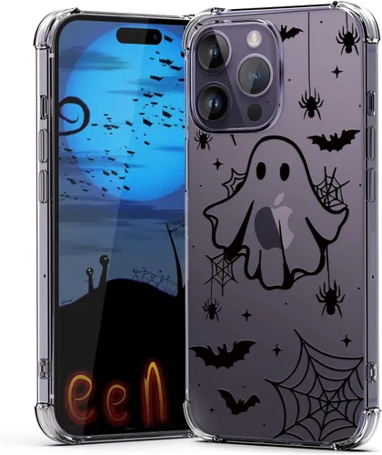 Miniatura 32 de Funda de Halloween para Google Pixel 6A transparente con diseños de murciélagos fantasmas, funda para teléfono para niñas, elegante, delgada, a