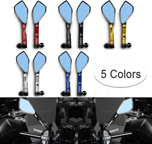 Espejos laterales retrovisores de aluminio CNC negro MASO para motocicleta, 0.315 in, 0.394 in, pernos roscados en el sentido de las agujas del