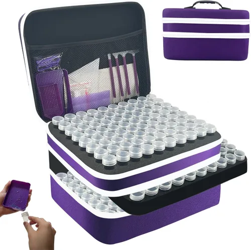 Miniatura 18 de Contenedores de almacenamiento de pintura de diamantes, 120 ranuras para accesorios de pintura de diamantes y herramientas para estuche organizador
