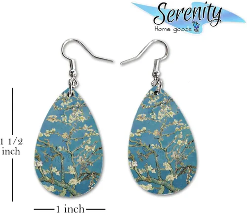 Miniatura 36 de Van Gogh - Juego de aretes colgantes divertidos Lindos aretes de joyería para niñas y mujeres Impresión de doble cara Regalo de cumpleaños