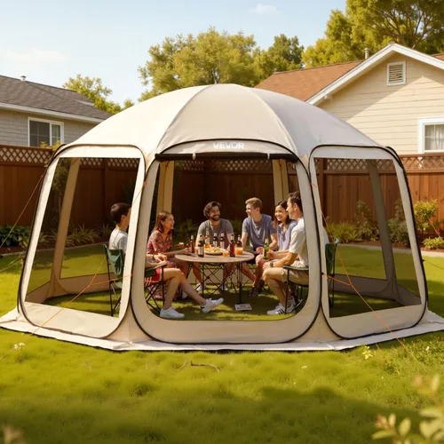 Miniatura 11 de VEVOR Tienda de campaña emergente con pantalla, 6 x 6 pies, carpa con pantalla de 6 lados para 4-6 personas con toldo extendido, toldo con pantalla