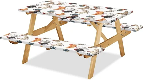 Miniatura 29 de Juego de 3 piezas de mantel de picnic con hojas de arce de pavo y girasol, lavable a máquina, fácil de instalar, funda para mesas y asientos Girasol
