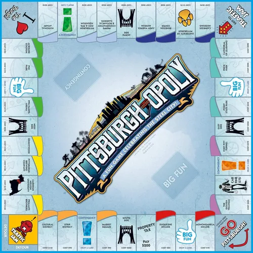 Late for the Sky Pittsburgh-Opoly City Property - Juego de mesa de comercio, diversión de estrategia familiar, a partir de 8 años, 2 a 6 jugadores,