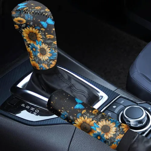 Miniatura 32 de Juego de 2 piezas set de accesorios interiores para coche, para las mujeres, hombres; cubierta de palanca de cambios/freno de mano, personalizada