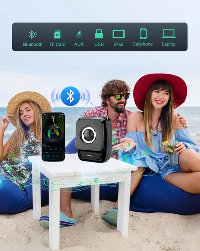 Miniatura 7 de SHIDU Amplificador de voz de pico de 50 W con micrófono inalámbrico y auricular de mano, micrófono portátil y altavoz para profesores de 5200 mAh