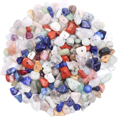 Miniatura 42 de 500 piezas Cuentas de piedra de chip natural, Alabastro 5-8 mm Piedras preciosas irregulares curativas de cristal sueltas con agujero perforado