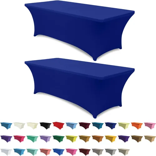 Miniatura 28 de ABCCANOPY - Funda de mesa de elastano elástica de 8 pies, mantel ajustado y resistente a las arrugas, reutilizable para mesas plegables Negro
