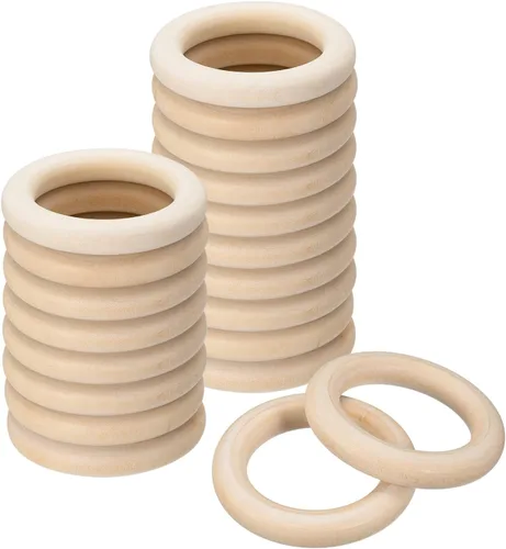 Miniatura 11 de uxcell 20 anillos de madera natural de 1.181 in (1.2 pulgadas), círculos de madera lisa sin terminar de 0.236 in de grosor para manualidades, tejer