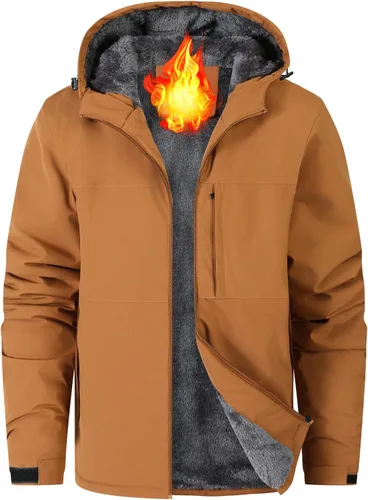 Miniatura 8 de Chaqueta impermeable de esquí para hombre, con forro polar, cálida chaqueta de lluvia de invierno con capucha