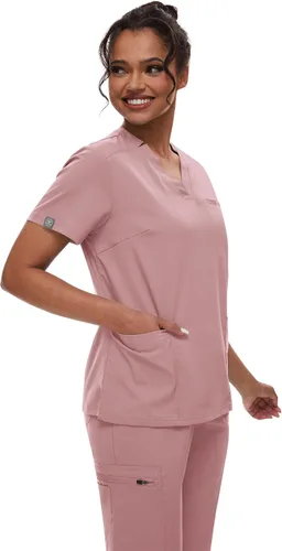 Miniatura 2 de niaahinn Conjunto de uniforme médico para mujer con cuello en V clásico y pantalones deportivos de yoga, uniforme médico de enfermería