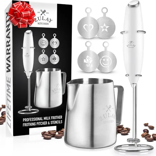 Miniatura 27 de Zulay Kitchen Batidora Espumadora de Leche con Varilla Alimentada por Duracell Mezclador de Bebidas - Duradero, Motor Z Max Patentado - Batidor