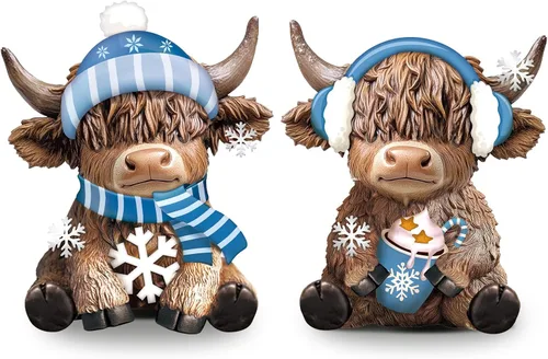 Miniatura 10 de Karenhi 2 piezas de figuritas de vaca de las Tierras Altas para el Día de la Madre, figuritas de gnomo de vaca con flores y corazón de MADRE