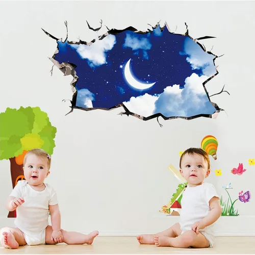 Calcomanías de pared 3D con cielo azul y nubes blancas, decoración de techo para el hogar, cocina, habitación, sala de estar, despegar y pegar,