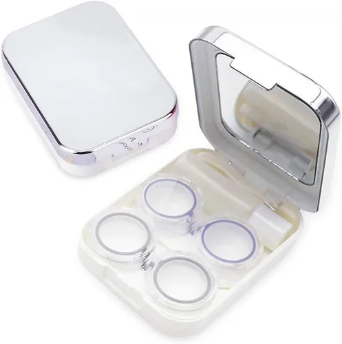 Miniatura 13 de ofone Estuche para lentes de contacto, paquete de dos fundas de viaje portátiles para lentes de contacto con herramienta removedora, pinzas para Azul