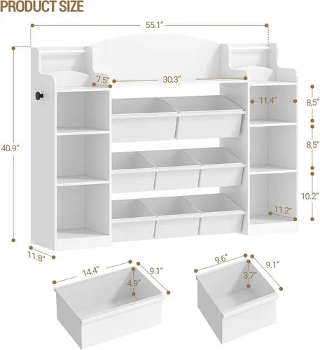 Miniatura 2 de Hzuaneri Organizador de almacenamiento de juguetes, estante de juguetes con 8 contenedores de almacenamiento, almacenamiento de sala