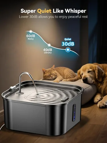 Miniatura 7 de Fuente de agua grande para perros de 14 litros/3.7 galones, fuente de acero inoxidable para perros grandes y múltiples mascotas, con ventana y área