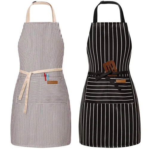 BeLuyi - Paquete de 2 delantales ajustables con peto, delantales de chef para cocina, restaurante, con 2 bolsillos, delantales para mujeres y