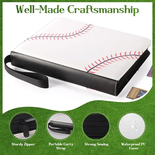 Miniatura 3 de POKONBOY Carpeta de tarjetas de béisbol de 9 bolsillos para 900 tarjetas, colección de carpetas de tarjetas intercambiables, soporte para álbum