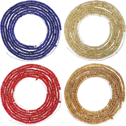 Miniatura 10 de 4 cuentas de cintura africana hechas a mano de 50 pulgadas para mujer, no elásticas (corbata)