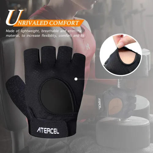 Miniatura 3 de ATERCEL Guantes de levantamiento de pesas, protección completa de la palma de la mano, guantes de entrenamiento para gimnasio, ciclismo, ejercicio