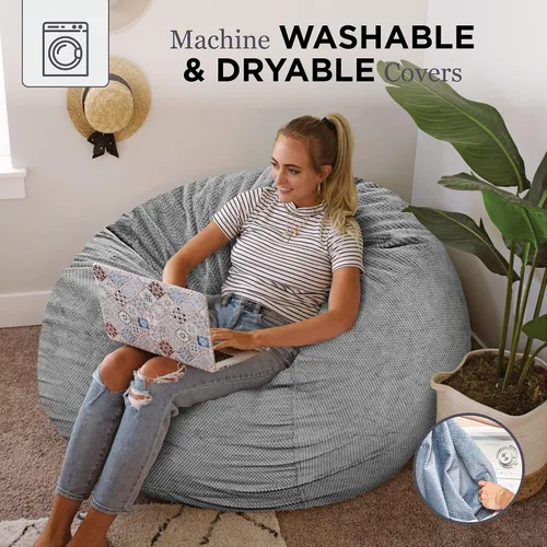Miniatura 6 de CordaRoy's Puf de Chenilla - Silla Puf Convertible - Funda de Tela de Chenilla Lavable a Máquina - para Sótano, Sala de Estar, Sala de Juegos, Carbón