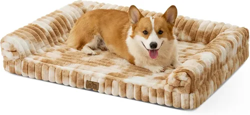 Miniatura 15 de COZY KISS Cama para perros pequeños de piel de conejo sintética, sofá ortopédico de espuma de 30 x 20 pulgadas con lados, funda extraíble lavable