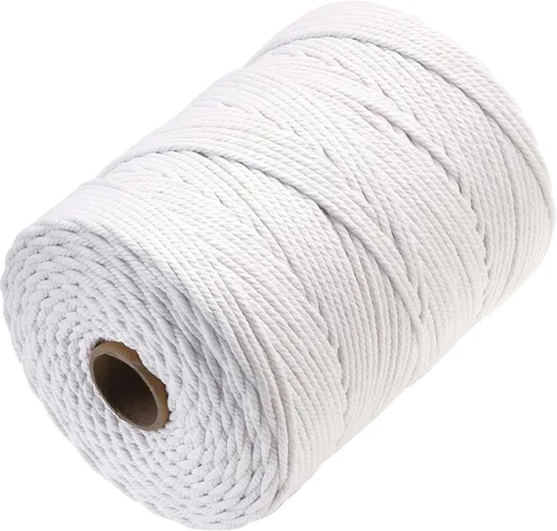 Miniatura 63 de Cuerda de macramé 4 mm x 328 yardas Natural Cuerda de algodón para macramé Cuerda de macramé colorida Cordón de algodón suave Suministros de macramé