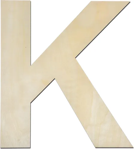 Letra K de madera de 12 pulgadas, letra K de madera grande sin terminar de 1/4 de pulgada de grosor para decoración de pared del hogar, manualidades