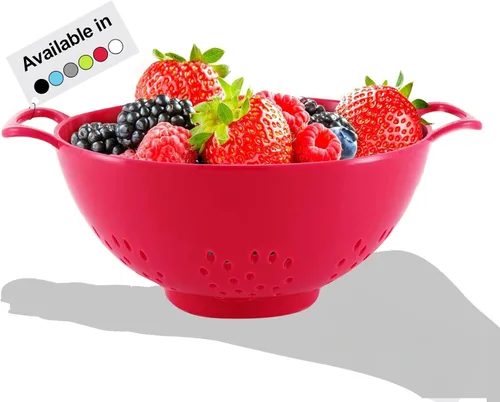 Miniatura 2 de Meadow Lane - Colador pequeño de 6 pulgadas, libre de BPA, apto para lavavajillas, con asas dobles, escurridor compacto de alimentos para bayas