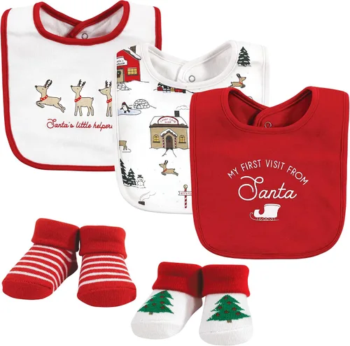 Miniatura 109 de Hudson Baby Conjunto de babero y calcetines unisex de algodón para bebé